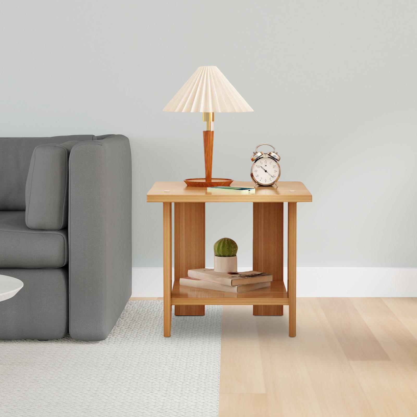 Desk Setup Minimalist - Doppellagiger Beistelltisch aus Holz, multifunktional, robust,