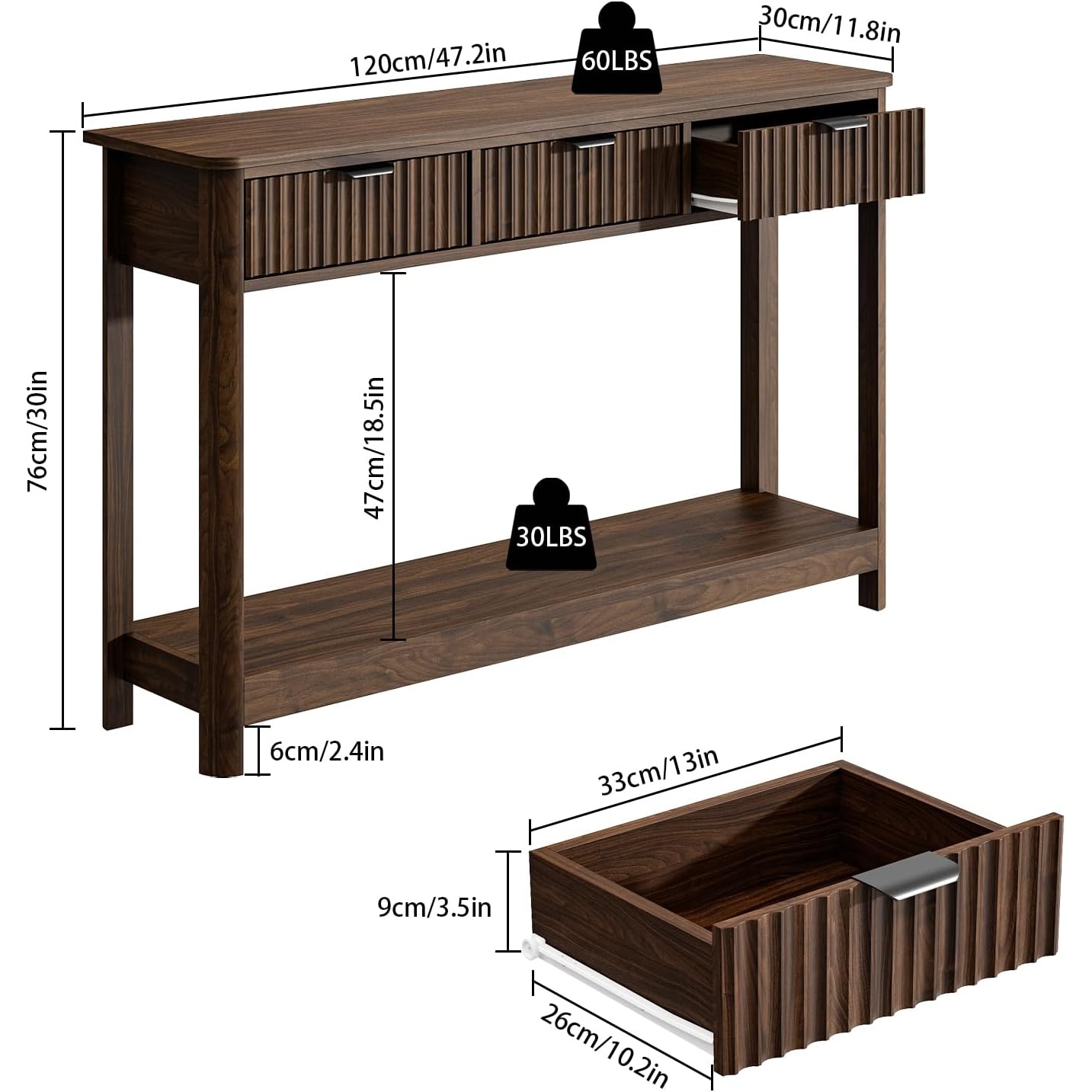 Geriffelte Holz-Konsolentisch  – Desk Setup Minimalist Bewertung und Preis